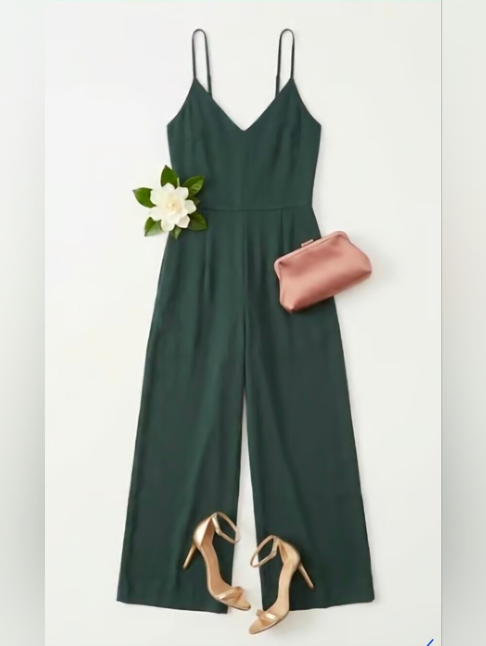 Women's Dark Green Sleeveless V-Neck Jumpsuit